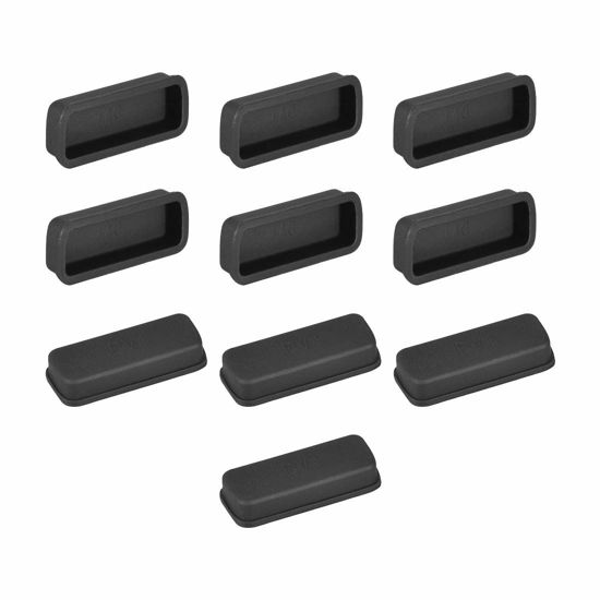 Picture of uxcell 10pcs DVI Video Silicone Port Anti Dust Protectors Cap Cover 23mmx8mm Black