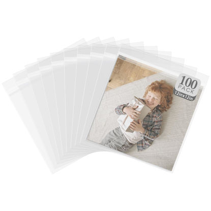 Picture of Golden State Art, Pack of 100, Acid-Free 12 11/16 X 12 3/8 inches Crystal Clear Sleeves Storage Bags for 12x12 Photo Framing Mats Mattes