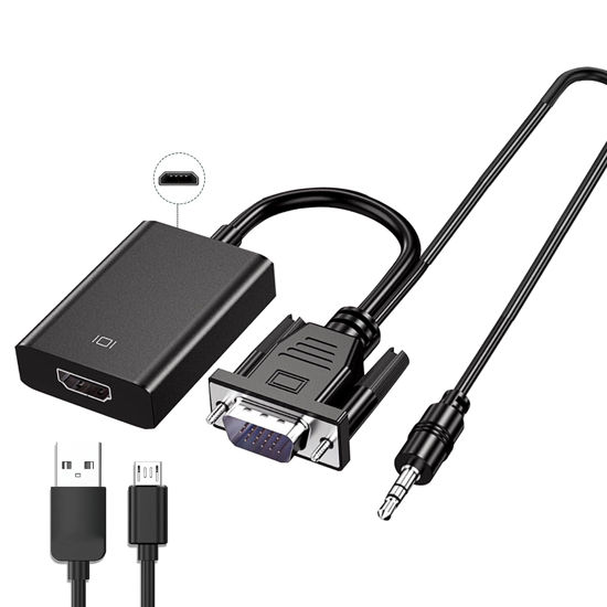 Picture of elytronic VGA to HDMI Adapter with 3.5 mm Audio Cable and Power Cable, 1080P VGA Male to HDMI Female Converter for Computer, Desktop, Laptop, PC, Monitor, HDTV, Projector