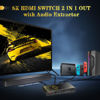 Picture of 8K@60Hz 4K@120Hz HDMI2.1 Switch 2 in 1 Out with Audio Extractor eARC,ARC,7.1Ch,SPDIF 5.1Ch,48Gbps,HDCP2.3 Bypass,VRR,IR,3D,HDR 10,Dolby Atmos,Compatible with QLED TV,PS5,Xbox,Sonos Soundbar,Apple TV