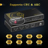 Picture of 8K@60Hz 4K@120Hz HDMI2.1 Switch 2 in 1 Out with Audio Extractor eARC,ARC,7.1Ch,SPDIF 5.1Ch,48Gbps,HDCP2.3 Bypass,VRR,IR,3D,HDR 10,Dolby Atmos,Compatible with QLED TV,PS5,Xbox,Sonos Soundbar,Apple TV