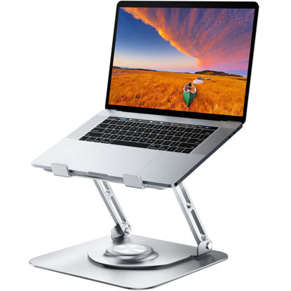 Picture of JOYEKY Laptop Stand for Desk, Adjustable Computer Stand with 360° Rotating Base, Ergonomic Laptop Riser for Collaborative Work, Foldable & Portable Laptop Stand, fits for All 10-16" Laptops
