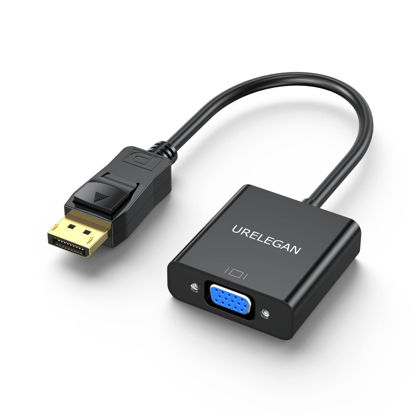 Picture of URELEGAN DisplayPort to VGA Adapter, Display Port DP Male to VGA Female Adapters Cord Compatible with Computer, PC, Laptop, Monitor, Projector and More