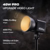 Picture of ULANZI 40W Pro Portable LED Video Light with DC Power Adapter, 3400mAh Build-in Battery Metal Mini Dual Color Temperature COB Continuous Output Lighting Handheld Spotlight 2500K-6500K for Video