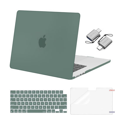 Picture of MOSISO Compatible with MacBook Air 15 inch Case 2024 2023 Release M3 A3114 M2 A2941 Liquid Retina Display Touch ID, Plastic Hard Shell Case&Keyboard Cover&Screen Protector&Type C Adapter,Emerald Green