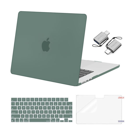 Picture of MOSISO Compatible with MacBook Air 15 inch Case 2024 2023 Release M3 A3114 M2 A2941 Liquid Retina Display Touch ID, Plastic Hard Shell Case&Keyboard Cover&Screen Protector&Type C Adapter,Emerald Green