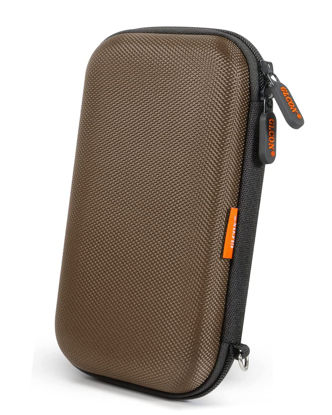 Picture of GLCON Electronic Case Travel Cord Organizer Shockproof EVA Hard Carrying Case for Power Bank, Hard Drive, USB Flash Drive, Charger - Portable Small Storage Pouch Bag - Brown