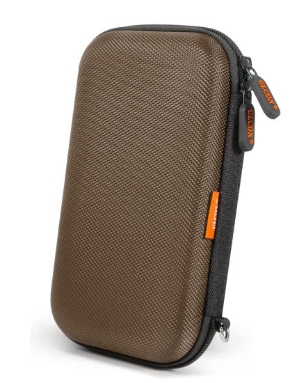 Picture of GLCON Electronic Case Travel Cord Organizer Shockproof EVA Hard Carrying Case for Power Bank, Hard Drive, USB Flash Drive, Charger - Portable Small Storage Pouch Bag - Brown