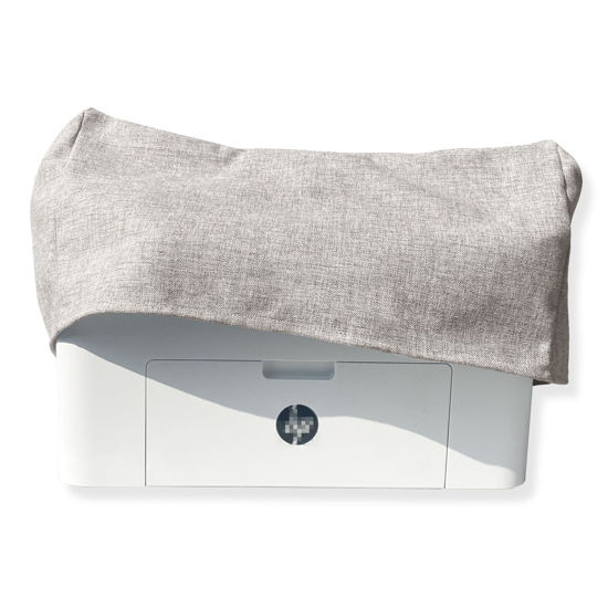 Picture of Printer Dust Cover Turntable Cover Case Compatible for HP OfficeJet Pro 8025e/8025/8035/9015/9015e, Linen Look Fabric Burlap Decor with Home Style, Natural Color, 20"W x 15"D x 10"H