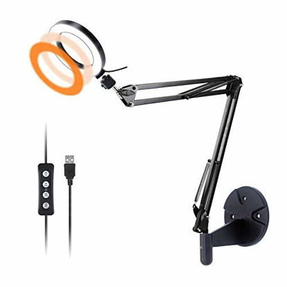 Picture of Wall Mount Light, 6'' USB Ring Light with Wall Swivel Mount for YouTube Task Craft Architect Drafting Repair Makeup- Acetaken