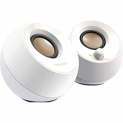 Picture of Creative Pebble 2.0 USB-Powered Desktop Speakers with Far-Field Drivers and Passive Radiators for PCs and Laptops (White) (Renewed)