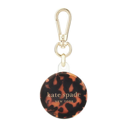 Picture of kate spade new york AirTag Holder with Gold Ring Clip - Protective Case for Apple AirTag - Tortoiseshell