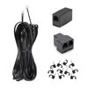 Picture of Long Telephone Extension Cord 50FT, Black, Phone Cable Line Wire with Standard RJ11 Plug, 1 Phone Line Splitter, 1 in-line Coupler and 35 Cable Clip Holders for Telephone Calling Communication