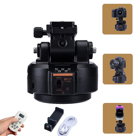 Picture of ZTFON YT-2000 Auto Motorized Rotating Panoramic Head with Remote Control AI Intelligent Follow Function and Live Function Support 2kg（70.5 Ounce） Camera Phone Pan Tilt Video Tripod Head Stabilizer