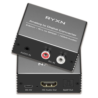 Picture of Analog to Digital Audio Converter, RCA & 3.5mm to Optical & HDMI Audio Converter, R/L & 3.5mm to Spdif Toslink & HDMI Audio Out, for Home KTV TV DVD PC Soundbar Speaker