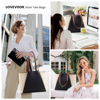 Picture of LOVEVOOK Laptop Tote Bag for Women 15.6 Inch Work Bag Leather Laptop Bag with Clutch, Large Capacity Office Purse Computer Briefcase Shoulder Bag for Casual Business Travel, Beige & Black
