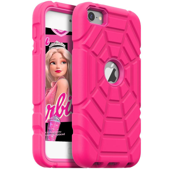 Picture of Grifobes for iPod Touch 7th Generation Case, iPod Touch 6th / 5th Generation Case, 3-in-1 Heavy Duty Shockproof Rugged Protective Cover for iPod Touch 7/6/5 Case for Kids Children(Hot Pink)