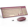 Picture of JOYACCESS Wireless Keyboard and Mouse, 2.4g Slim and Ergonomic Wireless Keyboard Mouse Combo- Full Size and Portable Design for Laptop/Windows/Computer-Wine Red Gold
