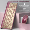 Picture of JOYACCESS Wireless Keyboard and Mouse, 2.4g Slim and Ergonomic Wireless Keyboard Mouse Combo- Full Size and Portable Design for Laptop/Windows/Computer-Wine Red Gold