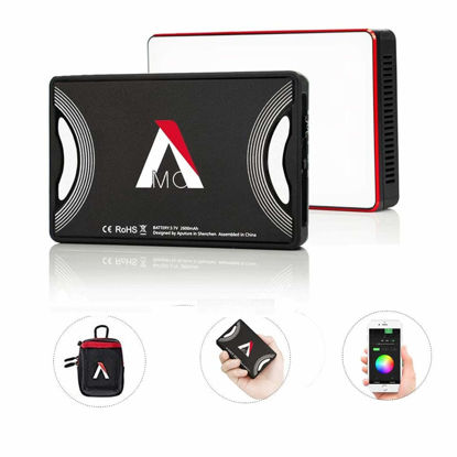 Picture of Aputure AL-MC RGBWW Mini, Amaran AL-M9 Upgrade w/RGB On-Camera Video Light, TLCI/CRI 95+, 3200-5600K Adjustable, 0-100% Stepless Dimming, 9 Pre-Programmed Lighting Effect Mode, Wireless App Control