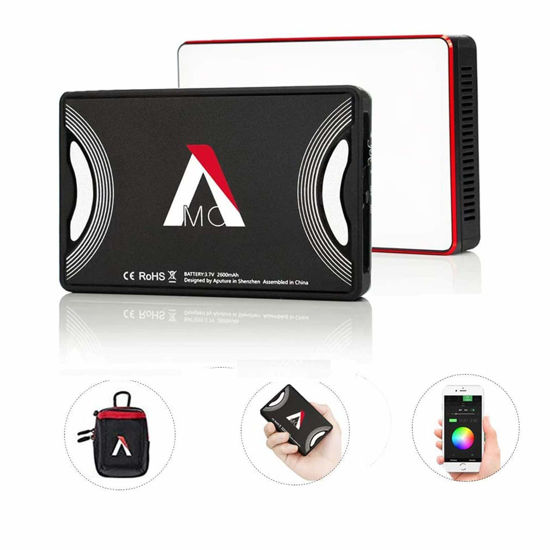 Picture of Aputure AL-MC RGBWW Mini, Amaran AL-M9 Upgrade w/RGB On-Camera Video Light, TLCI/CRI 95+, 3200-5600K Adjustable, 0-100% Stepless Dimming, 9 Pre-Programmed Lighting Effect Mode, Wireless App Control
