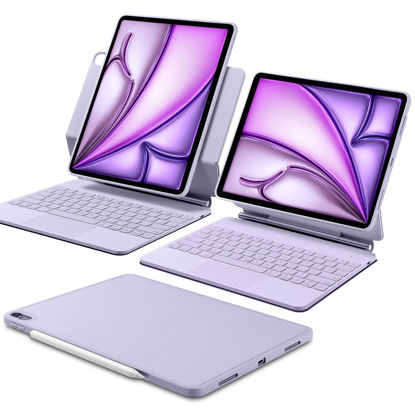 Picture of ESR iPad Air 13 Inch Keyboard (M2, 2024), iPad Air 13 Inch Case with Keyboard, Easy-Set Magnetic Stand, Portrait/Landscape Mode, Removable Case with Multi-Touch Trackpad, Rebound 360 Series, Purple