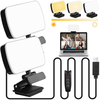 Picture of Yahenda 2 Pack Video Conference Lighting Panel Soft Light for Computer with Clip Webcam Light with 3 Modes Laptop Light for Online Meeting Live Streaming Video Call Classroom Selfie