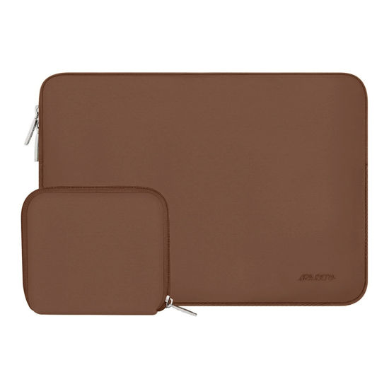 Picture of MOSISO Laptop Sleeve Compatible with MacBook Air/Pro, 13-13.3 inch Notebook, Compatible with MacBook Pro 14 inch M3 M2 M1 Chip Pro Max 2024-2021, Neoprene Bag with Small Case, Caramel Brown
