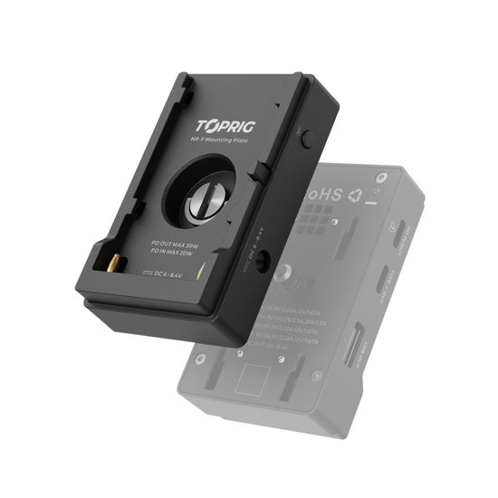 Picture of Accsoon Toprig NP-F Battery Adapter Plate for DSLR Camera, PD20W Fast Charging Adpter Mount with LED Indicator, 1/4'' Screw Mount, Compatible with Sony NP-F550/750/970 Battery Power Supply-Lightweight
