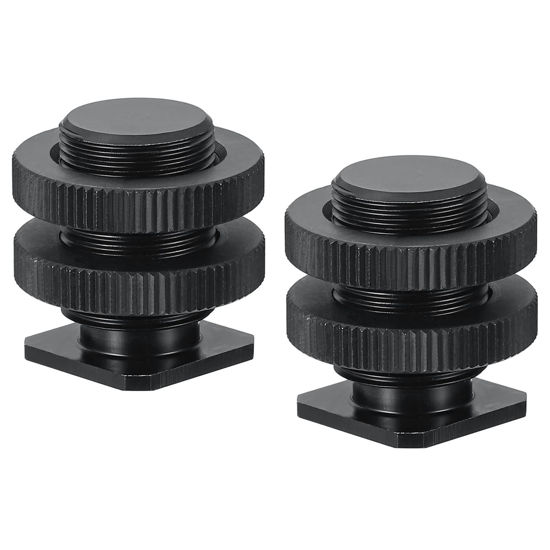 Picture of PATIKIL Male 5/8" to Female 1/4" Camera Hot Shoe Mount, 2 Pack Flash Cold Shoe Mount Tripod Screw Adapter for DSLR Rig, Black