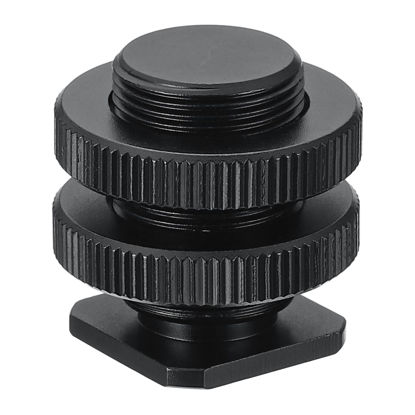 Picture of PATIKIL Male 5/8" to Female 3/8" Camera Hot Shoe Mount, Flash Cold Shoe Mount Tripod Screw Adapter for DSLR Rig, Black