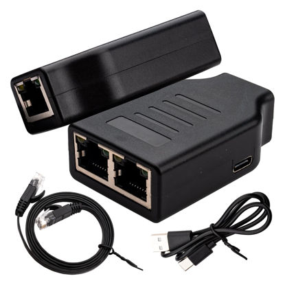 Picture of Leehitech Ethernet Splitter 1 to 2,1000 Mbps High Speed RJ45 Splitter for Cat5/5e/6/7/8 Cable[2 Devices Simultaneously Networking]