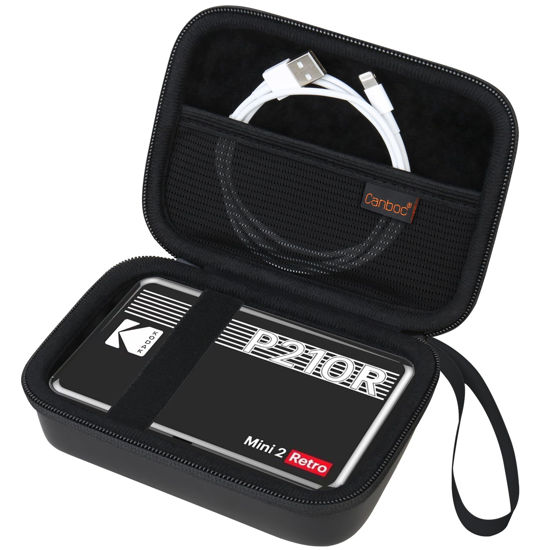 Picture of Canboc Carrying Case for KODAK Mini 2 Retro 4PASS Portable Photo Printer/KODAK Mini Shot 2 Retro 4PASS 2-in-1 Instant Digital Camera, Mesh Bag fits Photo Paper and Cable, Black