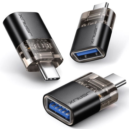 Picture of JSAUX USB C to USB Adapter [3 Pack], USB C Male to USB Female Adapter 3.0, USB to Type C Adapter Compatible with MacBook Pro/Air, iPhone 15, Samsung Galaxy S24/S23/S22/S21, All USB C Devices-Black