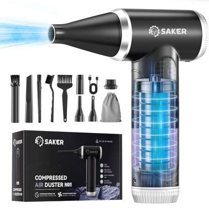 Picture of Saker Compressed Air Duster 150000RPM Electric Air Duster for Cleaning, Mini Air Blower with Brushless Motor, Rechargeable Cordless Air Duster for Computer Keyboard Car and Home N01