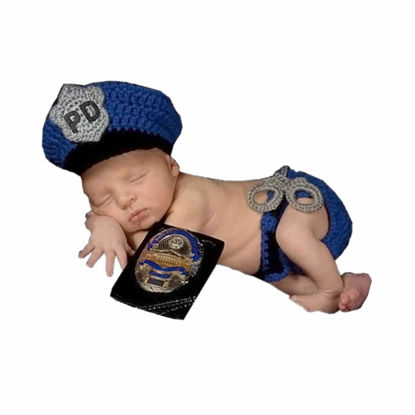 Picture of SUNBABY Newborn Baby Handmade Crochet Knitting Costume Infant Photo Photography Prop Hats Pants Suit (Policeman Suit) Medium Size