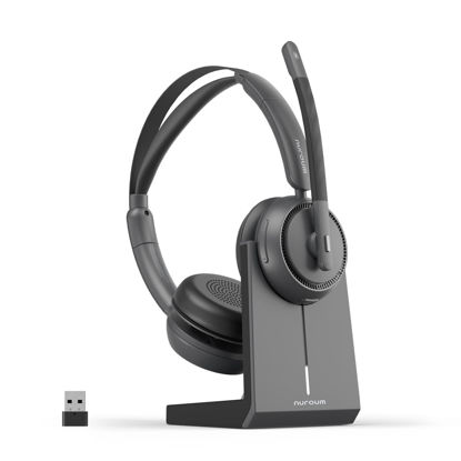 Picture of NUROUM HP31D(2nd Gen) Wireless Headset with Mic for Work, Bluetooth Headset with Noise Cancelling Microphone, Charging Stand/Mute Button, Dongle/USB for PC/Computer/Laptop for Zoom/Teams, Office