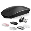 Picture of Bluetooth Wireless Mouse for MacBook Air Mac Pro Laptop Computer iPad Pad PC Optical Rechargeable Silent Mouse with Dual Mode Switch Mouse Bluetooth 5.2/3.0 and 2.4GHz USB-A & USB-C Receiver (Black)