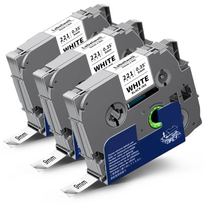 Picture of Labelwell TZe-221 Tape 9mm 0.35 Laminated White Replacement for Brother TZe221 TZ221 Tape Refills for Brother P Touch PT-H110 D200 D210 D220 D400 D600 PT-1890 Label Maker (Black on White, 3-Pack)