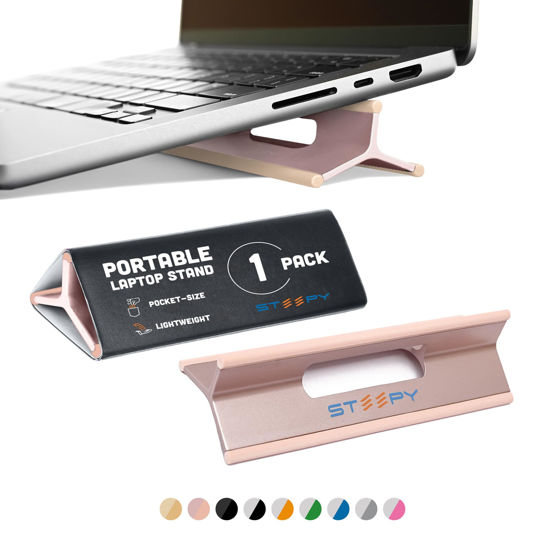 Picture of Steepy Adjustable Laptop Stand for Desk - 3 Heights Computer Stand for Laptop - Laptop Desk Stand - Laptop Riser for Desk - Portable Laptop Stand Adjustable - Laptop Stand for Desk Adjustable Height