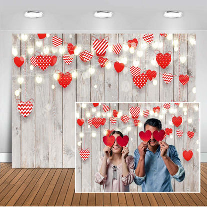 Picture of CYLYH 7x5ft Valentine's Day Wood Backdrops Valentine's Day Photography Backdrops Baby Shower Kid Birthday Party Decor Banner D519