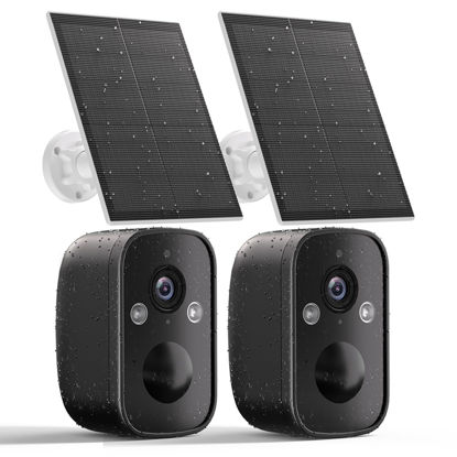 Picture of Solar Security Cameras Wireless Outdoor, 2.5K QHD 5MP 150°Outdoor Cameras for Home Security, Home Camera with Motion Detection Alarm Floodlight Color Night Vision 2-Way Audio Waterproof, SD/Cloud