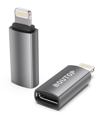 Picture of BOUTOP [MFi Certified] 27W USB C to Lightning Adapter Support PD Fast Charging Compatible with Phone 14/13/12/11 iPad iPod (2 Pack)