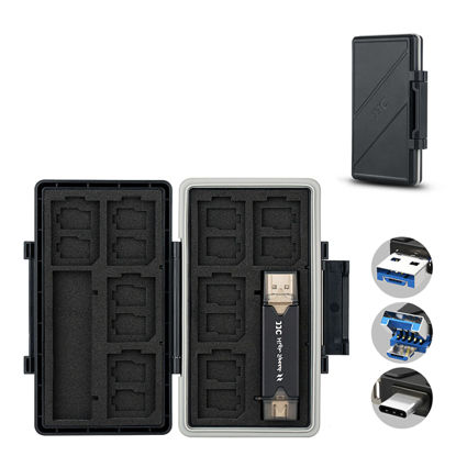 Picture of 24 Slots Memory Card Case Holder for 16 Micro SD Cards, 8 SD Cards, Includes a 3 in 1 Type C USB 3.0 Micro USB 2.0 Memory Card Reader, Water-Resistant Anti-Shock