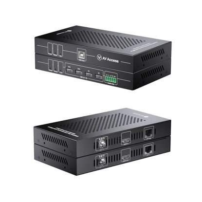 Picture of AV Access HDMI USB KVM Extender, 50m/164ft 4K 60Hz Over Cat5e/6/6a/7, Support 2K@144Hz, 1080P@240Hz, 4 Ports USB2.0, HDCP2.2, No USB&Video Signal Loss and Latency, POC, Independent EDID Management