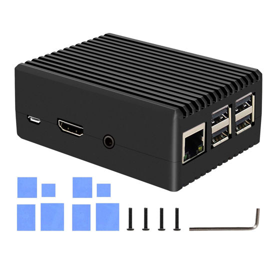Picture of Geekworm for Raspberry Pi 3 B+ Case, Aluminum Alloy Heavy Duty Passive Cooling Metal Case with Heatsink Pillar Compatible with Raspberry Pi 3 Model B+/Raspberry Pi 3 Model B-Black (P252)