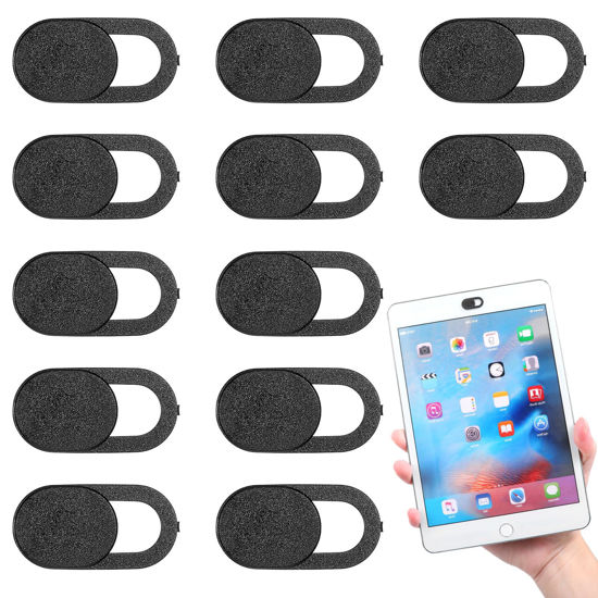 Picture of JIYIN 12Pack Webcam Cover, Ultra Thin Laptop/Cell Phone/Tablet Camera Privacy Cover Slide Great for Protect Privacy and Security, Black PC Accessories Camera Blocker Slider(12PCS)