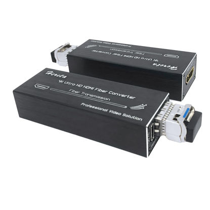 Picture of Hereta 4K HDMI Fiber Extender with SFP Module (LC Port) Mini Fiber Optical Transceiver Over Single Mode Optical Fiber Uncompressed No Losses No Latency Transmitting Video Data Rate up to 10.3Gbps