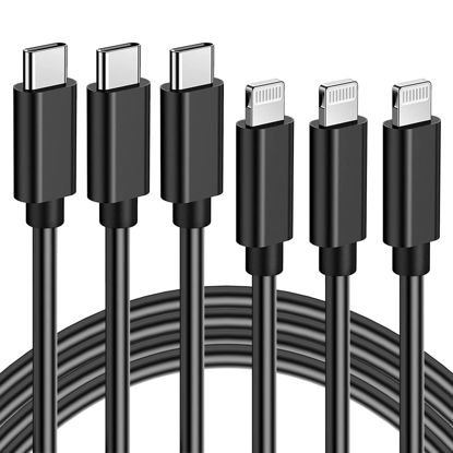 Picture of Quntis USB-C to Lightning Cable 3FT, 3Pack USBC iPhone Fast Charging Cable [Apple MFi Certified], Type C Lightning Charger Cord for iPhone 14 13 12 Mini Pro Max 11 X XS XR 8 Plus iPad AirPods, Black