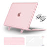 Picture of MOSISO Compatible with MacBook Air 13 inch Case 2022, 2021, 2020-2018 A2337 M1 A2179 A1932, Heavy Duty Shockproof Plastic Hard Case with Fold Kickstand&Keyboard Skin&Screen Film&Type C, Pink